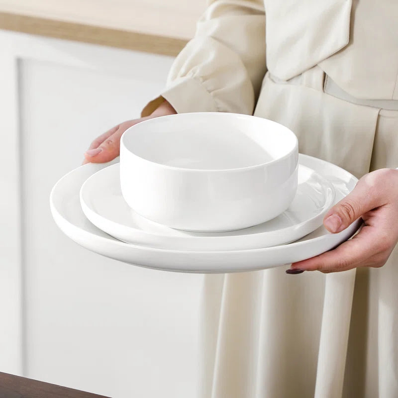 Ohle 12 Piece Porcelain China Dinnerware Set
