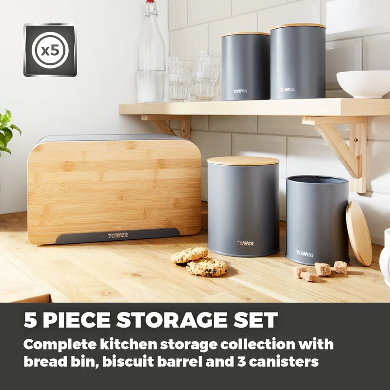 Set of 5 Containers and 5 Lids by Tower