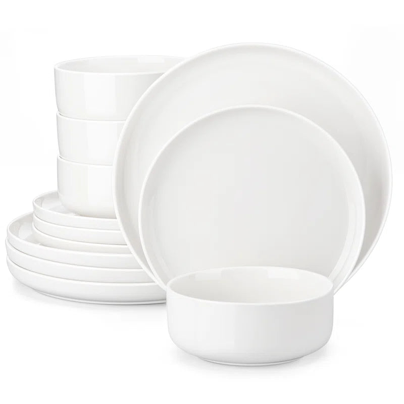 Ohle 12 Piece Porcelain China Dinnerware Set