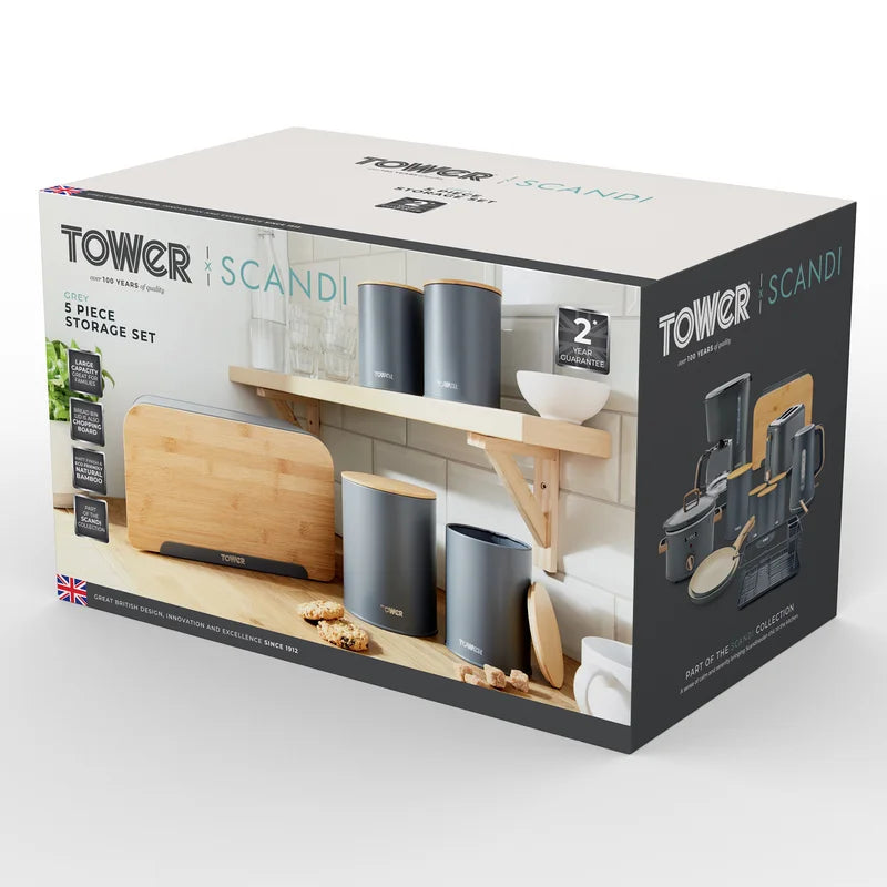 Set of 5 Containers and 5 Lids by Tower