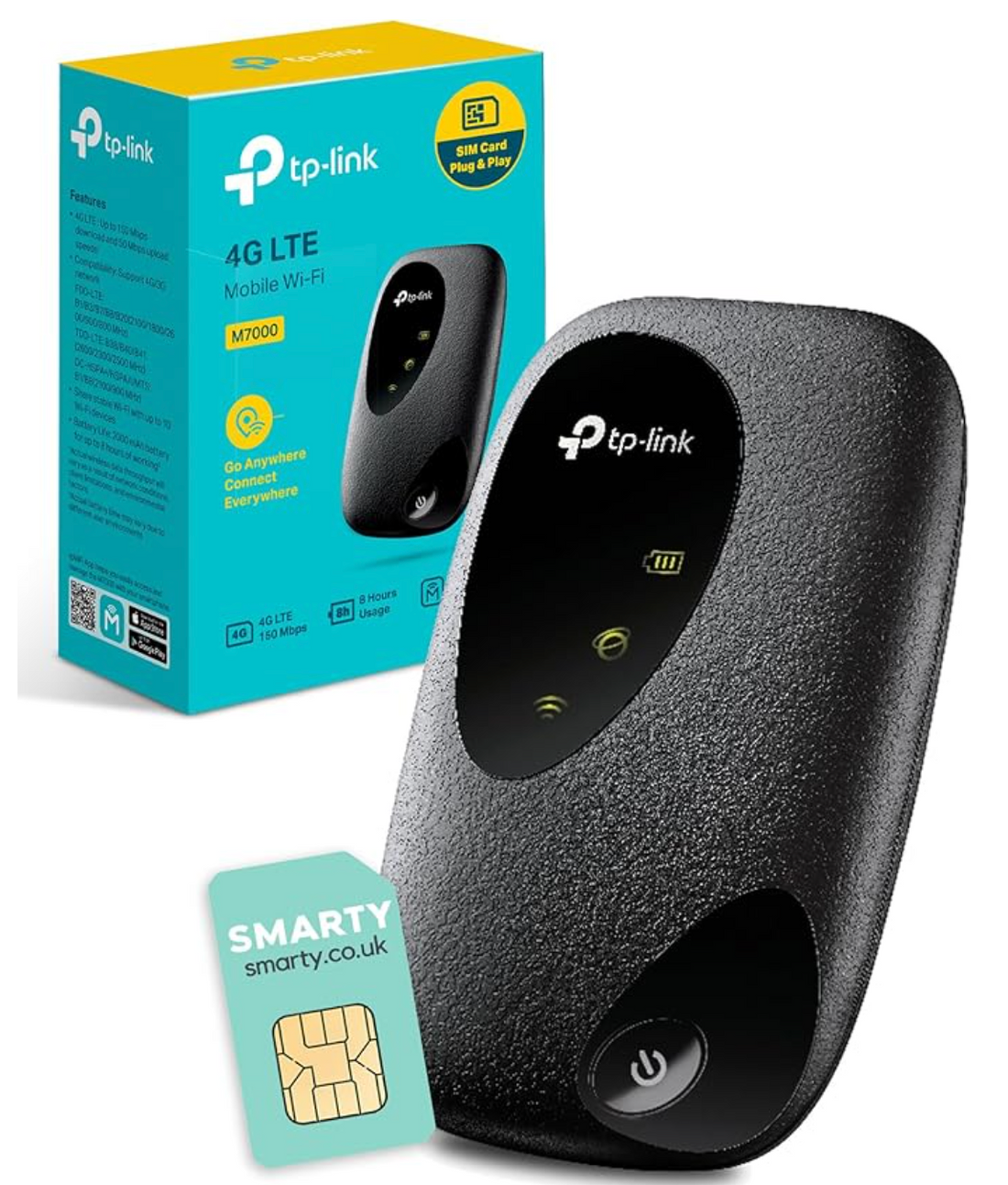 TP-Link M7000 4G MiFi Router, Portable Travel wifi Router with SIM Card Slot, Unlocked LTE-Advanced Cat4 Mobile WiFi Hotspot Dongle
